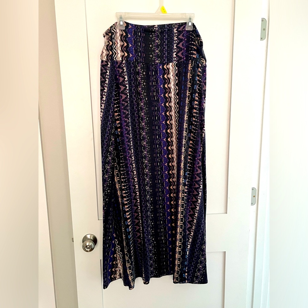 Purple and black patterned maxi skirt